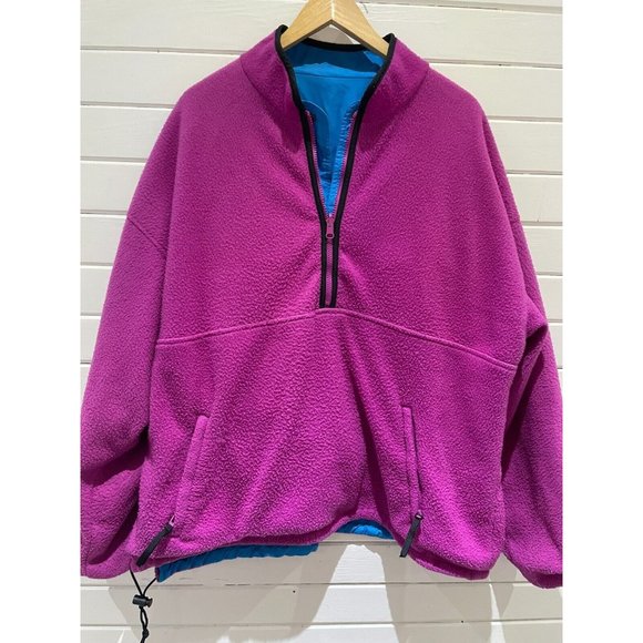 Vtg 90s Gap Men XL Blue purple Arctic Light Fleece Pockets 1/2 Zip reversable - Picture 8 of 16